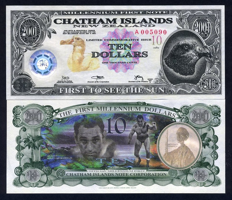 Chatham Islands, $10, 2001, Polymer / Tyvek, UNC