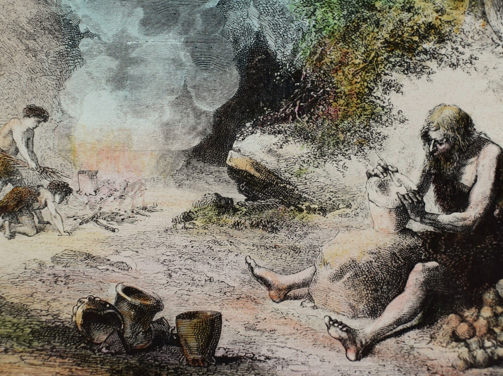 EARLY MAN MAKING POTTERY C1910 ANTIQUE TINTED Magic Lantern Slide