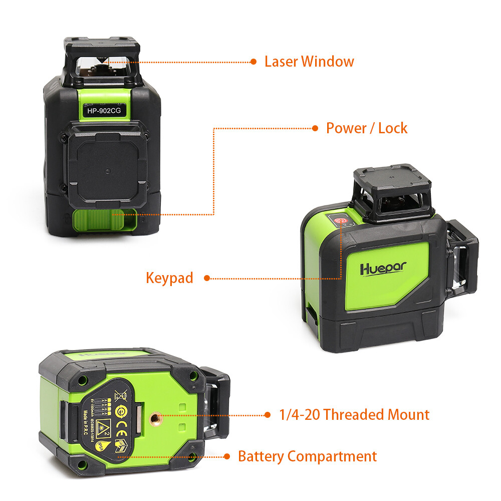 Self Leveling Laser Level Horizontal Vertical Line Green + Laser Receiver Huepar