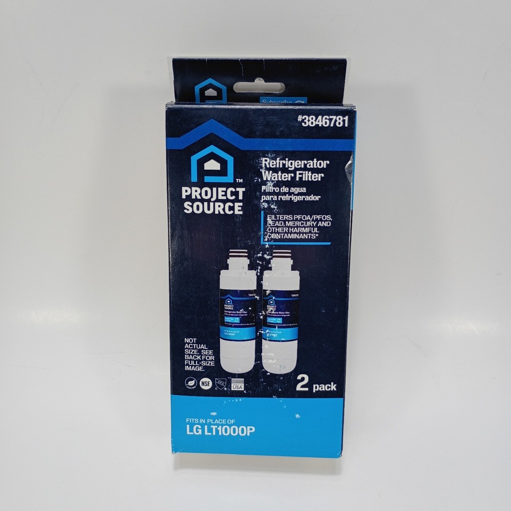 Project Source 3846781 Refrigerator Water Filter 2 Pack Replaces LG LT1000P