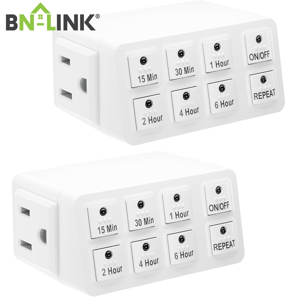 BN-LINK 2 Pack Indoor Countdown Timer with Repeat Function, Heavy Duty 15A/1875W