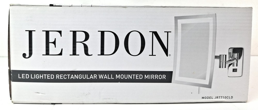 JERDON Rectangular Wall Mount Makeup Mirror Direct Wire Mirror 5X Magnification