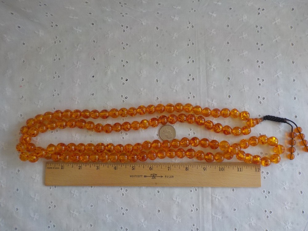 Faux Plastic Amber Bead Long Prayer Beads Confetti