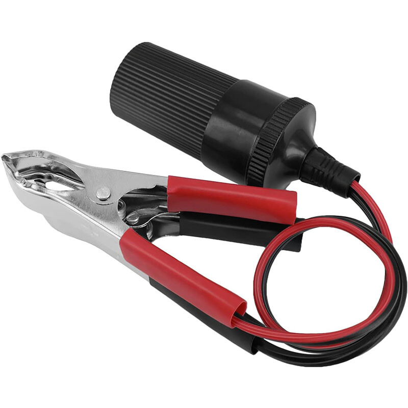 Car Battery Alligator Clamp Cable Clip Cigarette Lighter Adapter Socket 12V Lot
