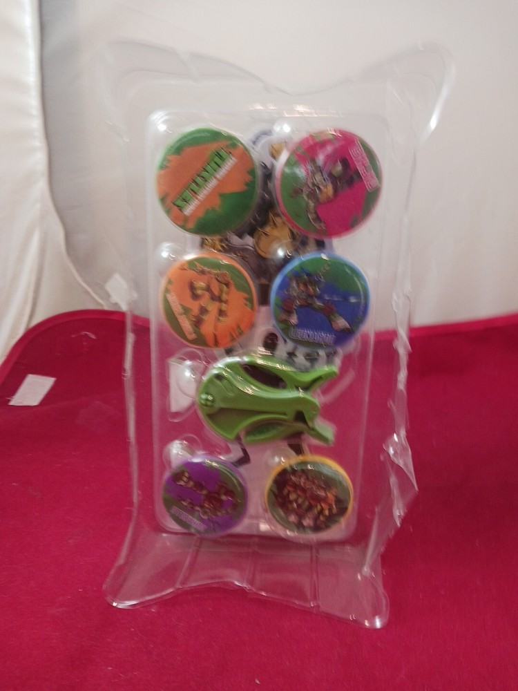 Nickelodeon Tmnt Ninja Turtles Game Disk Launcher + 4 Target Stands Complete