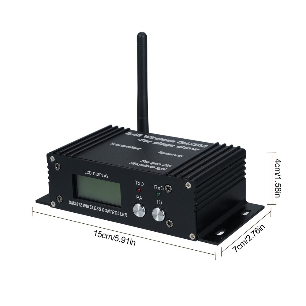 1-DMX 512 2.4G Wireless Controller Transmitter Receiver LCD Display Power
