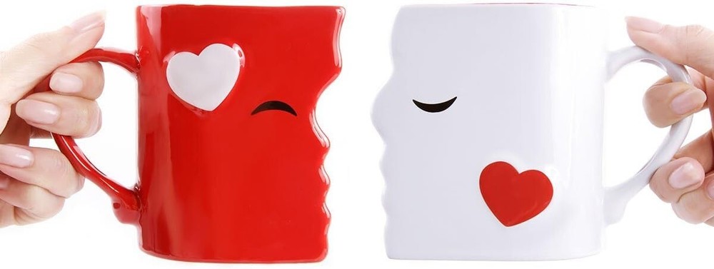 Kissing Coffee Mugs Gift Set with Gift Box