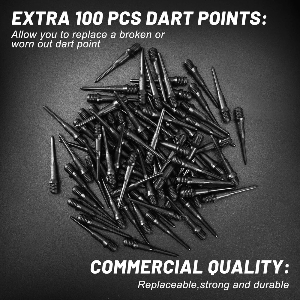 12 Pcs Soft Tip Darts, 18G Plastic Tip Darts Set, Attach Extra 100 Black 2BA Rep
