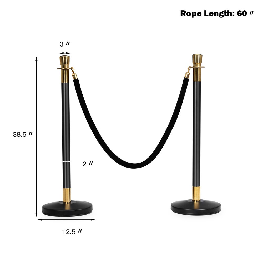 6PCS Stanchion Posts Queue Pole Crowd Control Barrier Retractable 3 Ropes Market