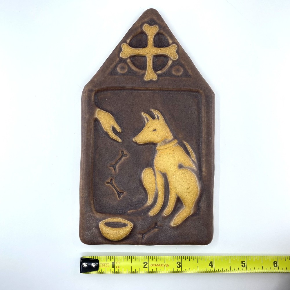 Give a Dog a Bone Ceramic Art Tile by Gretchen Kramp