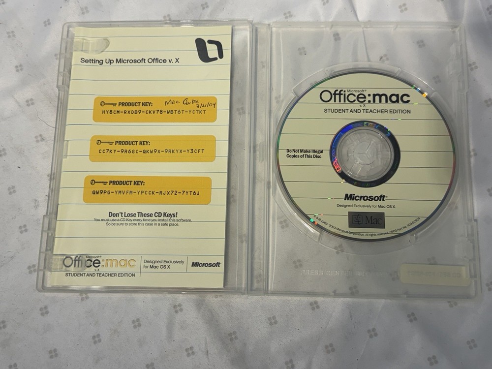 RARE Microsoft Office: Mac v. X for OS X