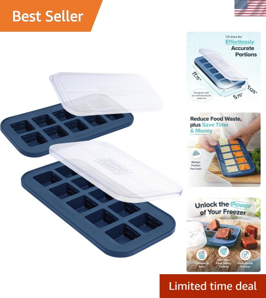 Oven-Safe 2 Tbsp Silicone Freezer Containers - 2-Pack for Kitchen Efficiency