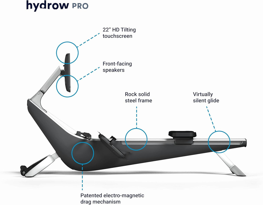 Pro Rowing Machine with Immersive 22" HD Rotating Screen - Stows Upright | Live