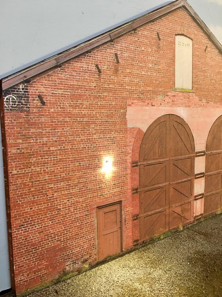 O Scale Scratch Built Engine Shed House Building Front/Flat, w/ LED MTH Lionel