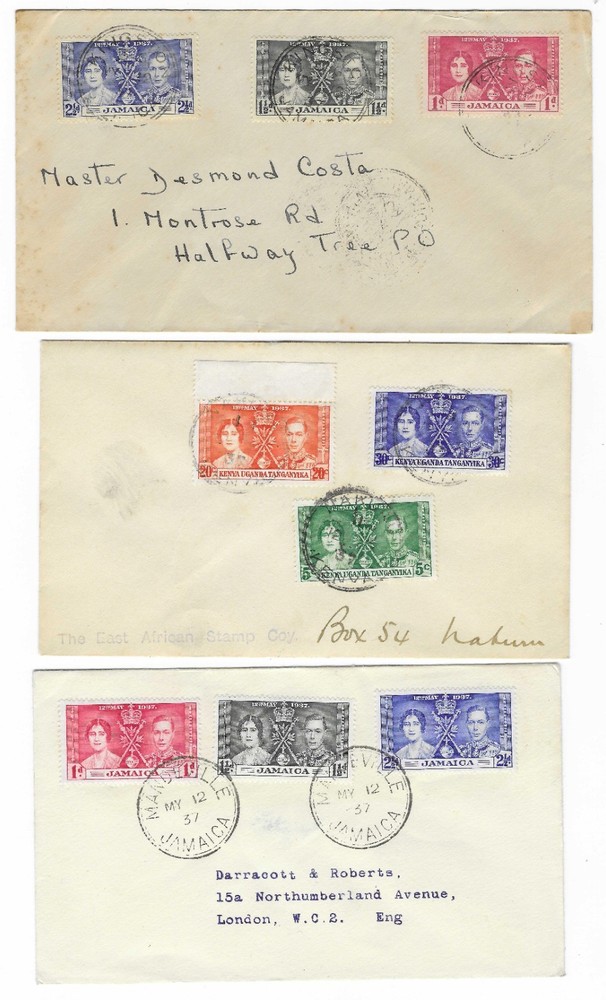 Commonwealth 1937 Coronation Covers x 9