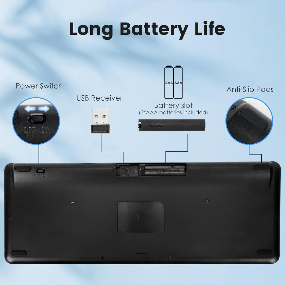 Multi-Device Wireless Bluetooth Keyboard with Touchpad-Wireless Keyboard with Mu