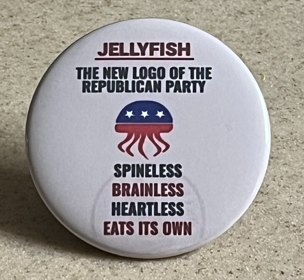 Jellyfish Republican Pin-Back Button 2 1/4 inch.