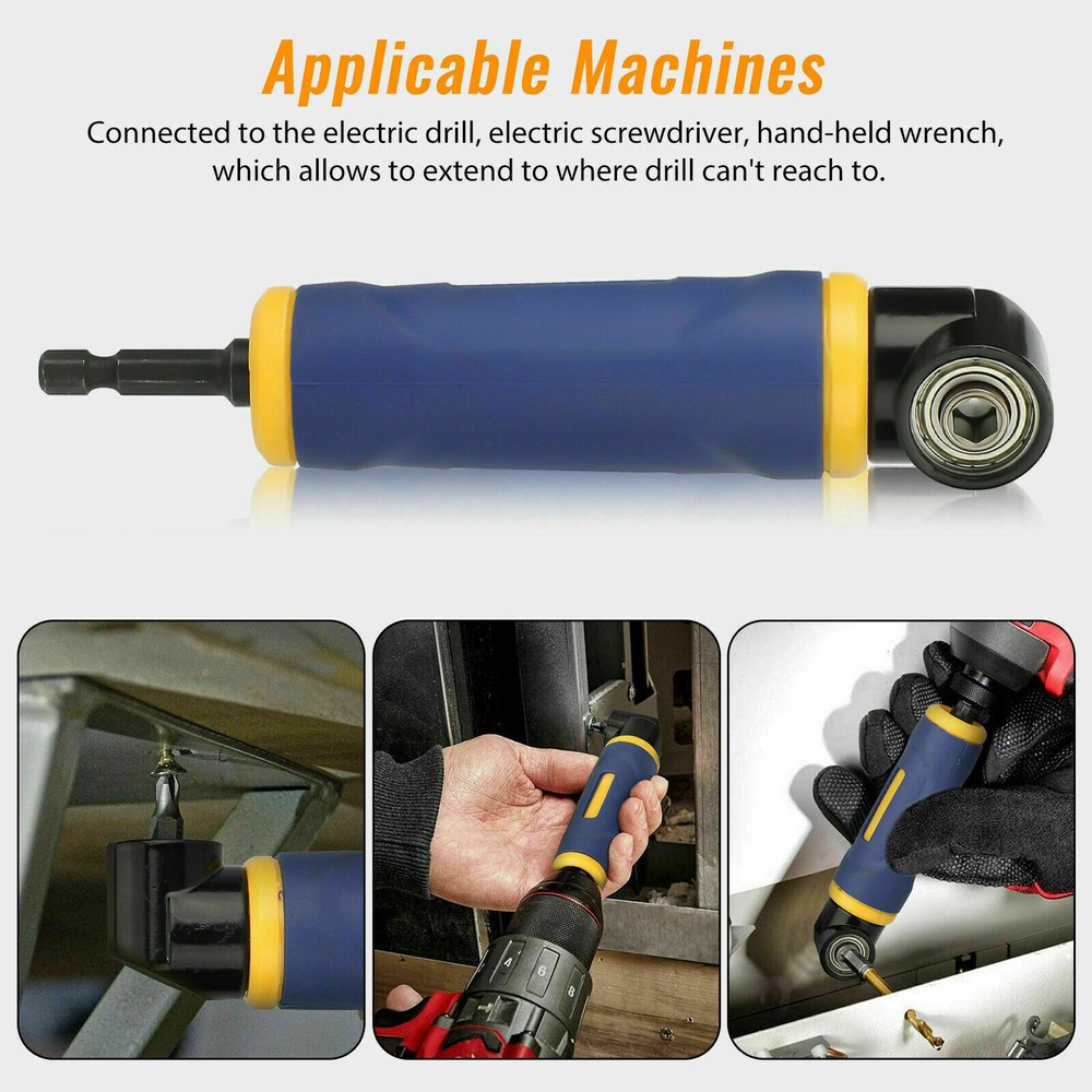 90 Degree Right Angle Extension Screwdriver Socket Adapter Drill Attachment Tool