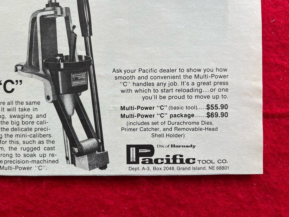 Vintage 1975 Print Ad Multi Power C Pacific Ammunition Reloading Tool