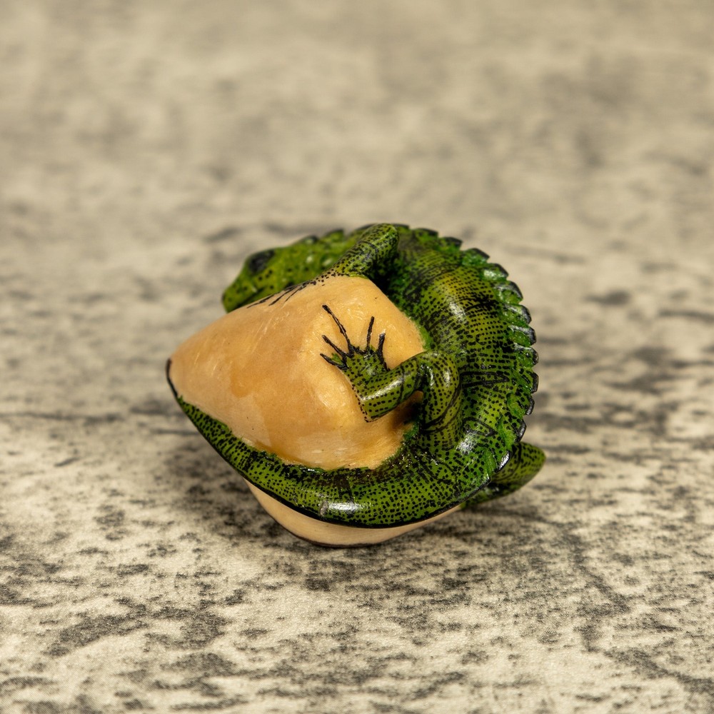 Green Iguana Lizard Tagua Nut Carving