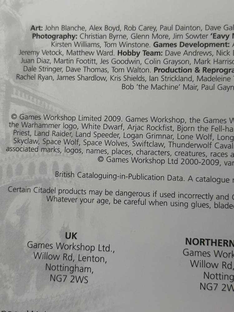 Warhammer 40K Classic Space Wolves Codex 2009 Very Good Army Book Space Wolf OOP