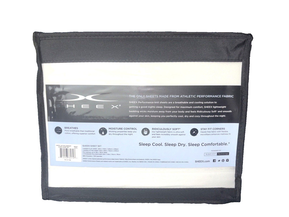 Sheex Active Comfort Performance Cooling 4 Piece Sheet Set Bright White Queen