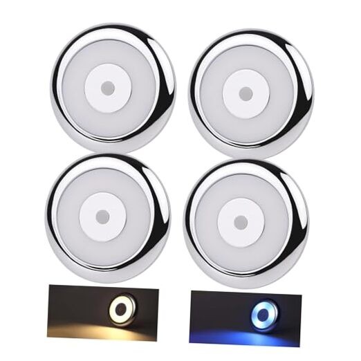 RV LED Puck Light Camper Van 3” Overhead Inbuilt Dimmer Switch Chrome 3000K