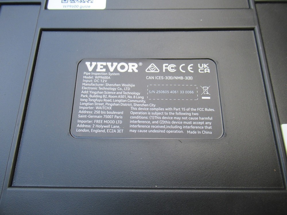 VEVOR Pipe Inspection System w/9in sewer camera Screen Cable WP9600A 300'