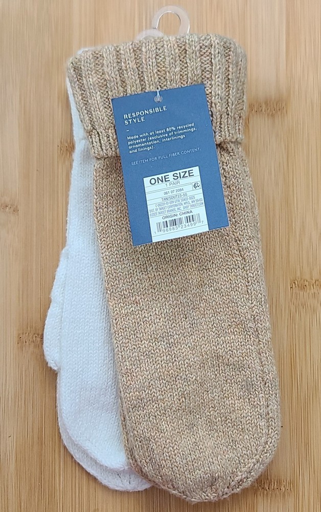 Universal Thread Knit Mittens - Tan/Brown - One Size - NEW