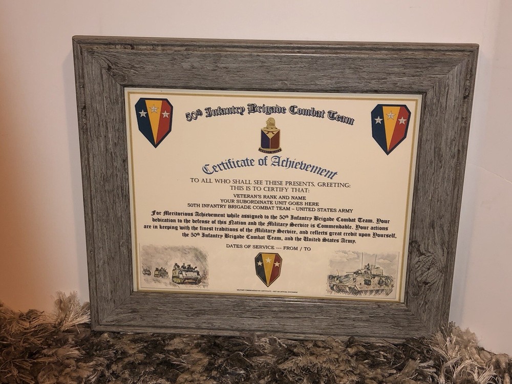50TH INFANTRY BRIGADE COMBAT TEAM - COA / (COMMEMORATIVE CERTIFICATE)