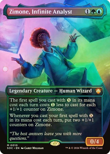 NM Borderless Foil Zimone, Infinite Analyst, MTG, Strixhaven Commander, Magic