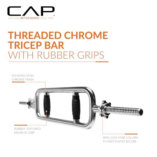34" Standard Threaded Triceps Bar for Strength Training | Multiple Options Avail