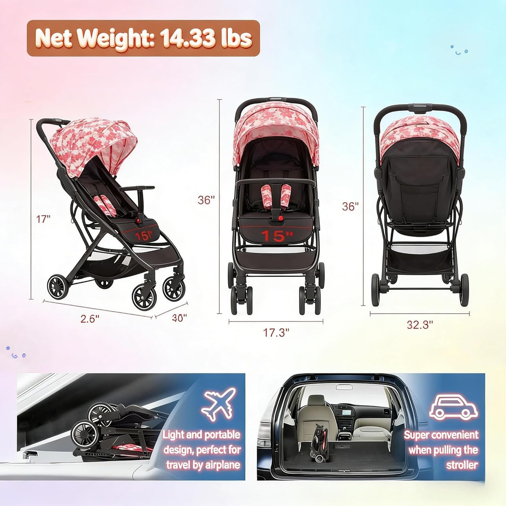 Portable Stroller with Automatic Fold,Lightweight Umbrella Stroller with Pop Out