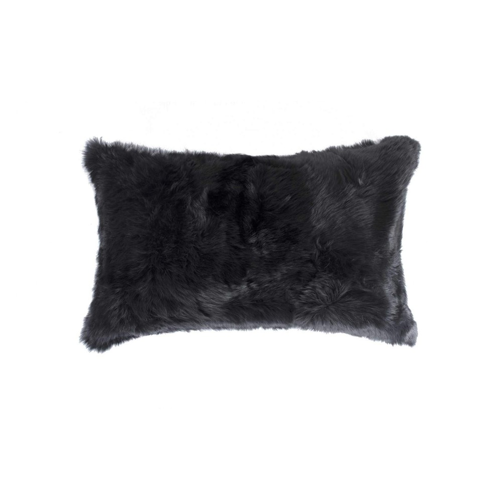 12 X 20 Black Wool Throw Pillow