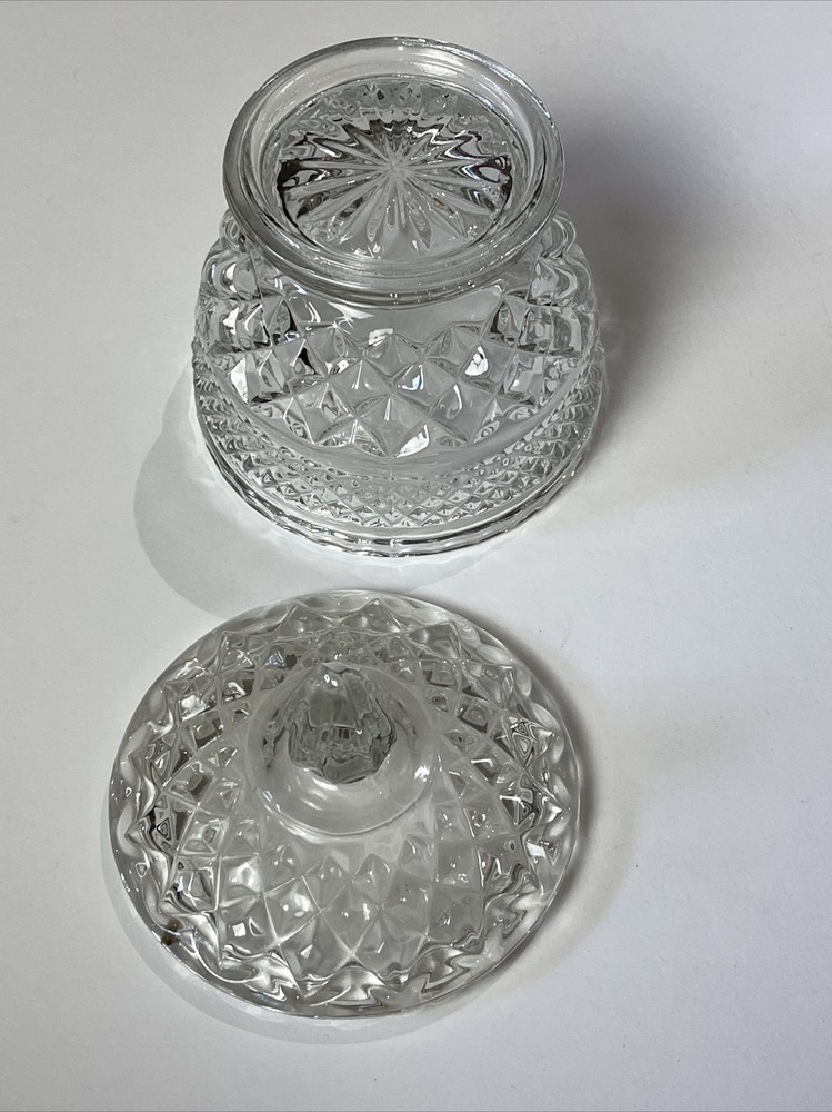 Vintage Clear Cut Glass Candy Nut Dish With Lid
