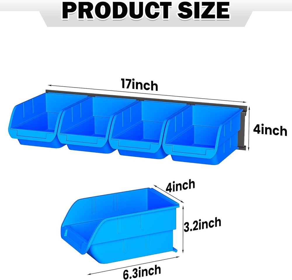 Ultrawall Wall Mounted Storage Bins, Plastic Hanging Storage Organizer Bins