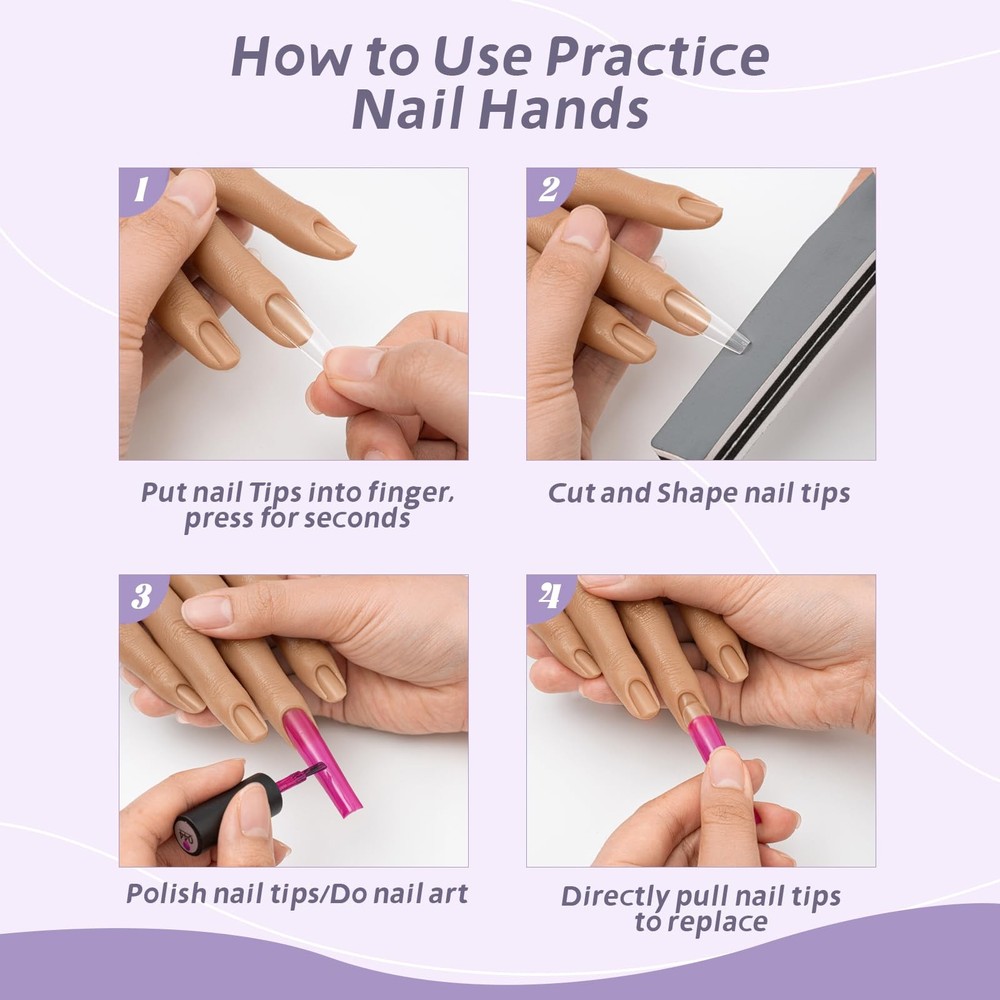Practice Hand for Acrylic Nails,Realistic Silicone Training Hand with Flexibl...