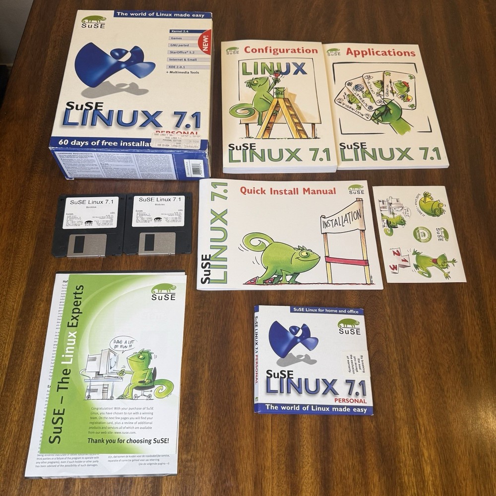 Suse Linux 7.1 Professional And Personal (CD-ROM, 2001) Big Box Vintage Software