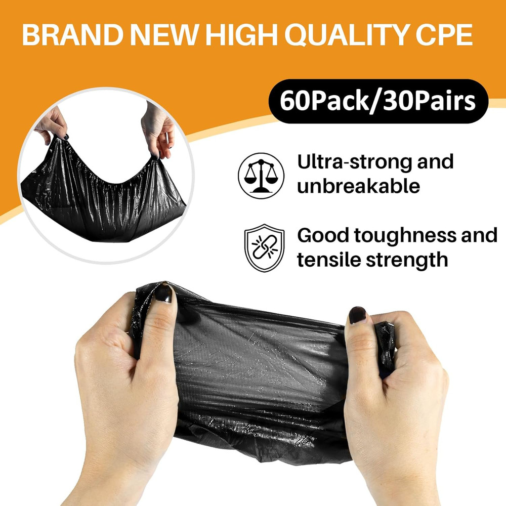 60 Pack (30 Pairs) Shoe Covers - Boot Covers Plastic Disposable Waterproof