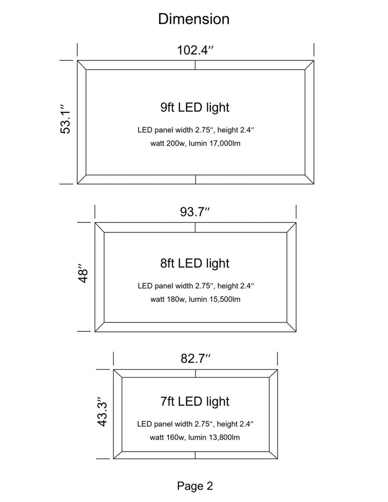 7FT Dimmable Perimeter Billiard Lights Modern LED Pool Table Lighting