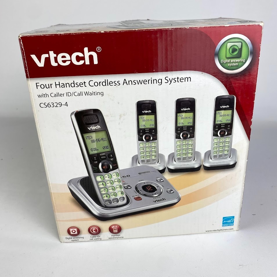 VTech DECT 6 Cordless 4 Phones + Answering Machine System CS6329-4 *Missing Cord