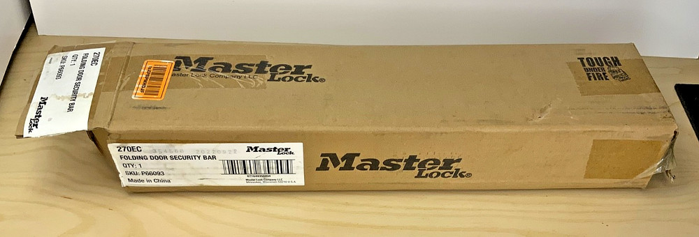 Master Lock 270EC Folding Door Security Bar Adjustable Compact Stopper White