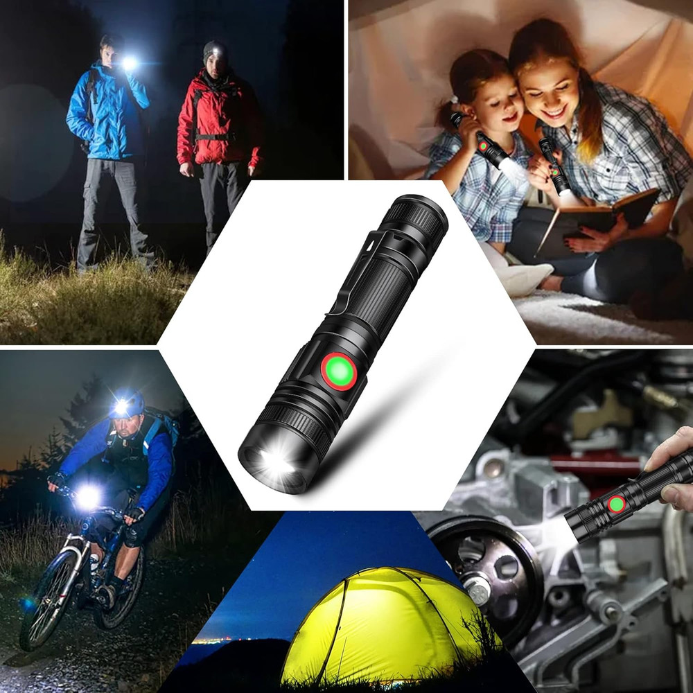 Rechargeable LED Flashlight 2000 Lumen USB Zoomable Waterproof Pocket