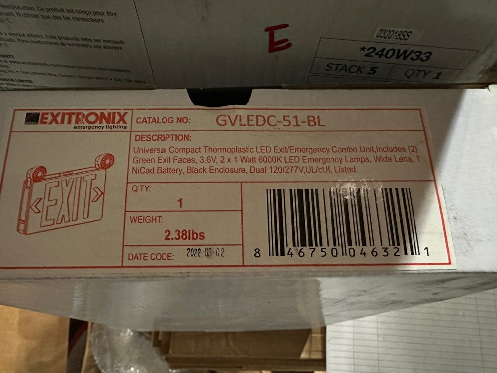 ⚡️Exitronitx GVLEDC-51-BL VLEDC-51 Thermoplastic LED Combo Exit Sign Black