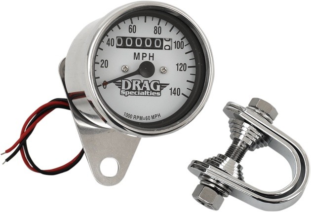 DS 2.4" Mini Mechanical Speedometer 1:1 Chrome White Face
