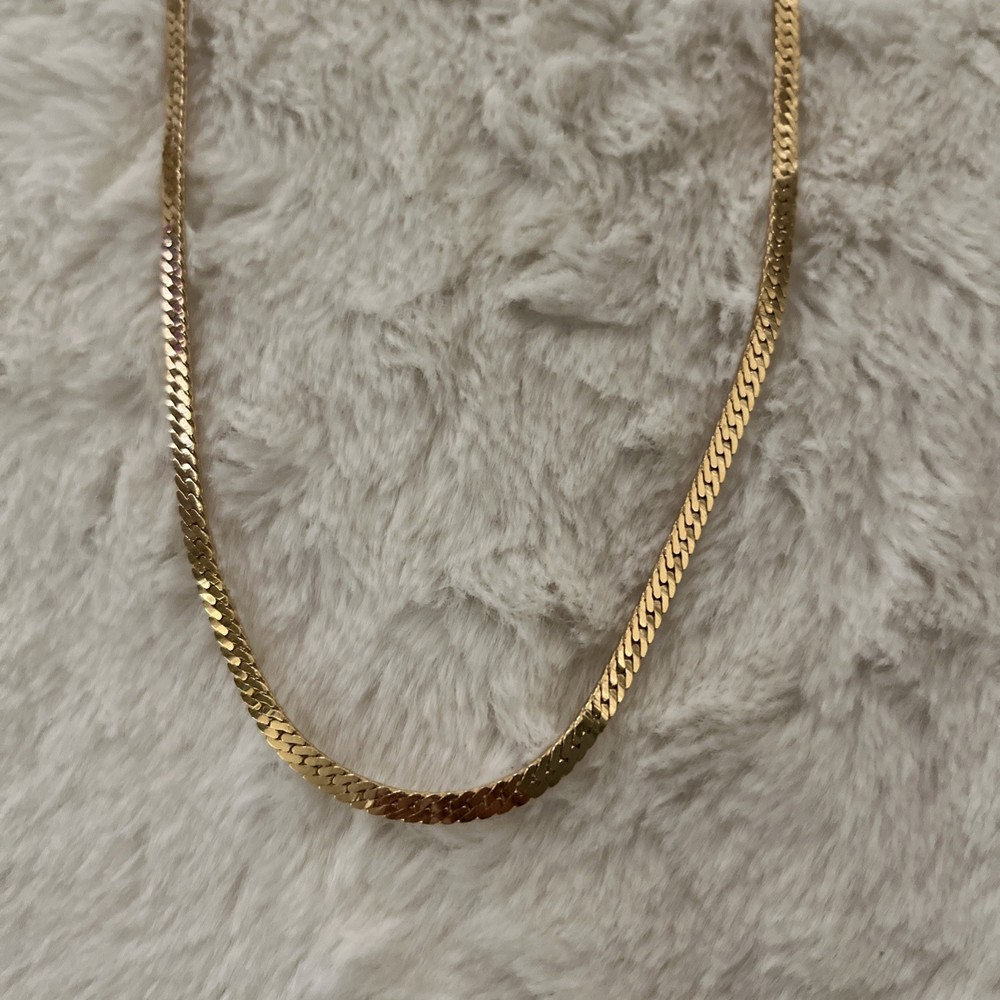 Goldtone Herringbone Chain Necklace