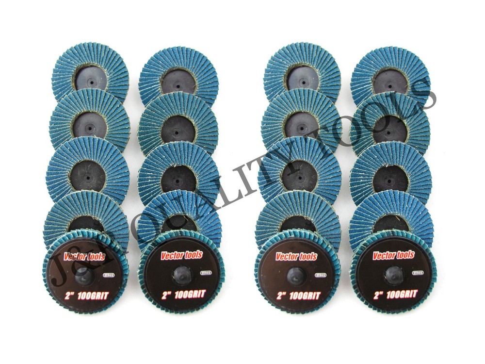 20 New VCT 2" Roll & Lock 100 Grit Flap Discs Grinding Sanding Wheels