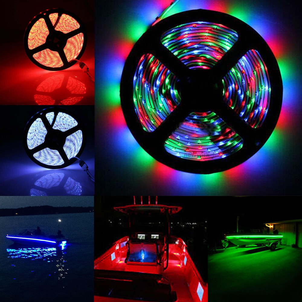 Waterproof 12V Boat Motor RGB LED Strip Light For Car Motorcycle 16.4ft US Stock