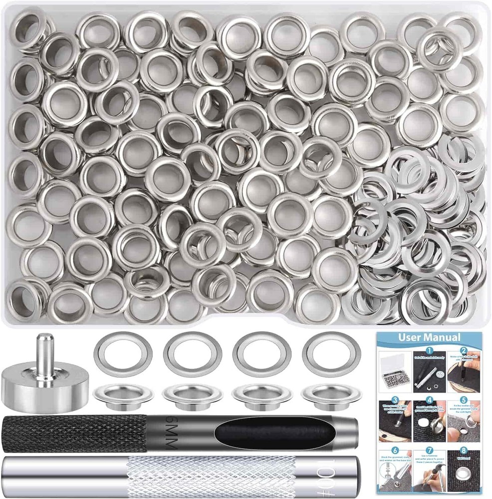 120 Sets Grommet Tool Kit 1/4" Grommet Eyelets Kit with Setting Tools and Storag