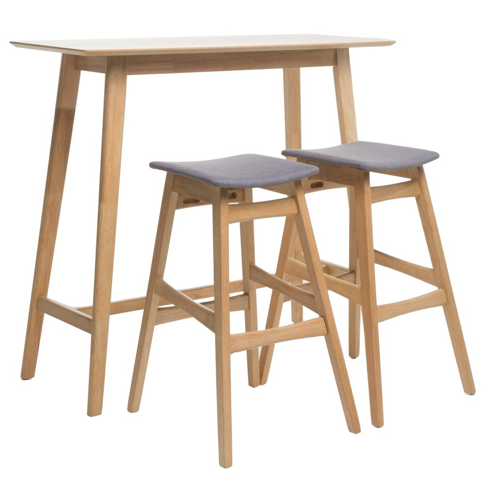 Ethel Natural Oak Finish Rectangular 3 Piece Bar Set
